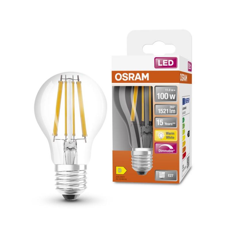 OSRAM E27 LED Retrofit Classic dimmbares Leuchtmittel in Birnenform 11W wie 100W warmweisses Licht